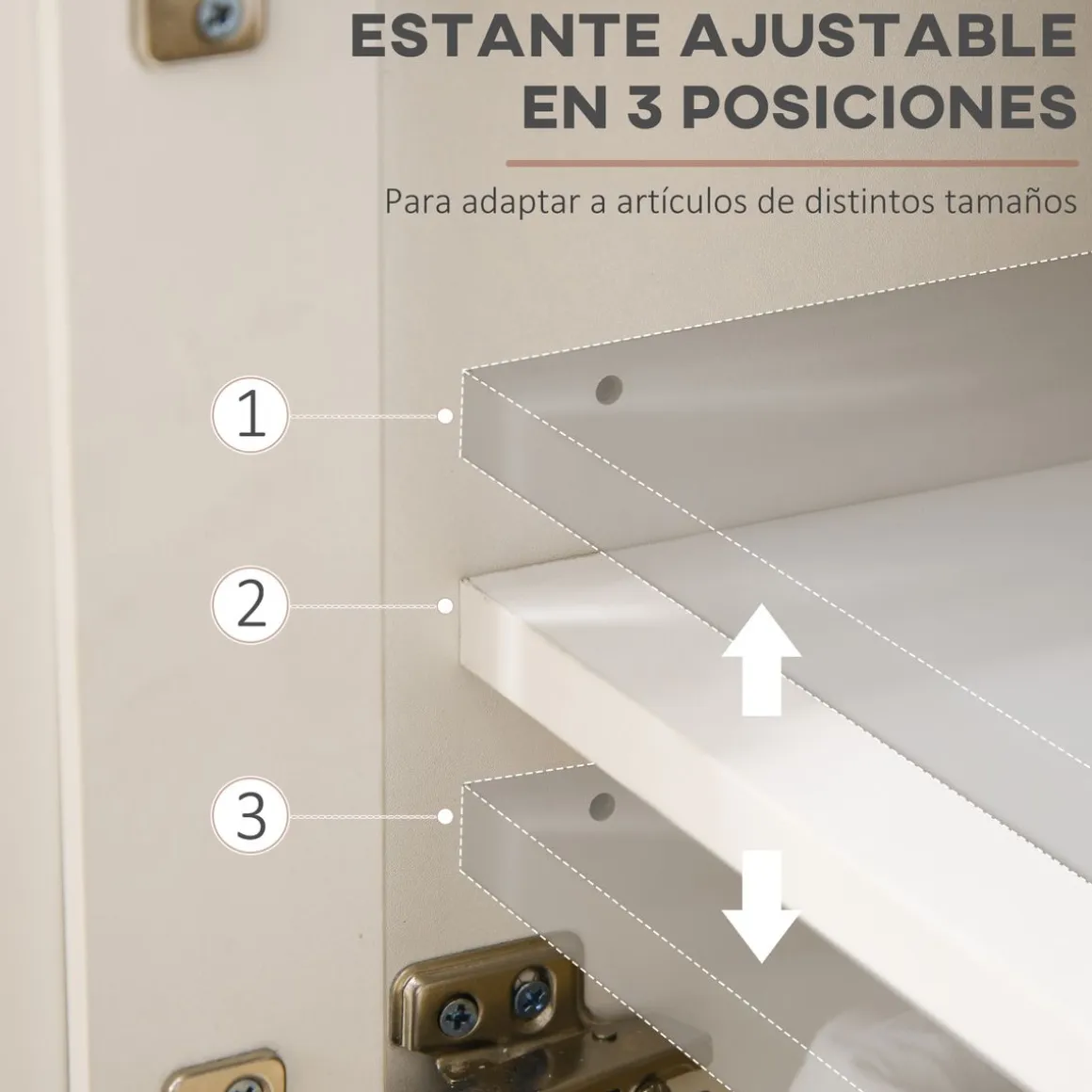 Aparador de cocina Namur Homcom 2 cajones + 3 puertas blanco/natural 80x117x35 cm