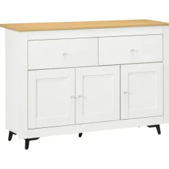 Aparador de cocina Namur Homcom 2 cajones + 3 puertas blanco/natural 80x117x35 cm