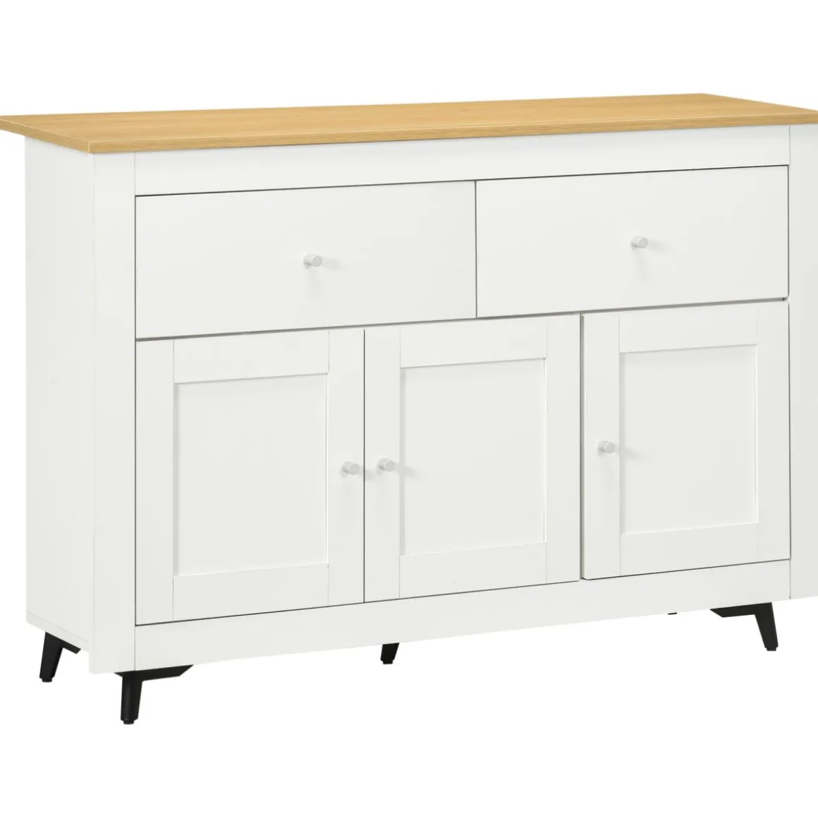 Aparador de cocina Namur Homcom 2 cajones + 3 puertas blanco/natural 80x117x35 cm