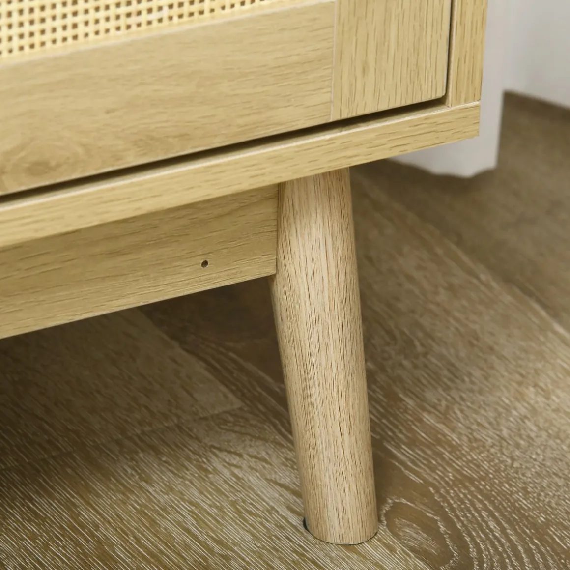 Aparador de cocina San Vicente Homcom 3 puertas estilo cannage natural 97x120x40 cm