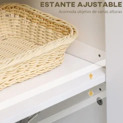Aparador de cocina Solta Homcom 2 puertas + 1 cajón blanco/natural 90x80x40 cm