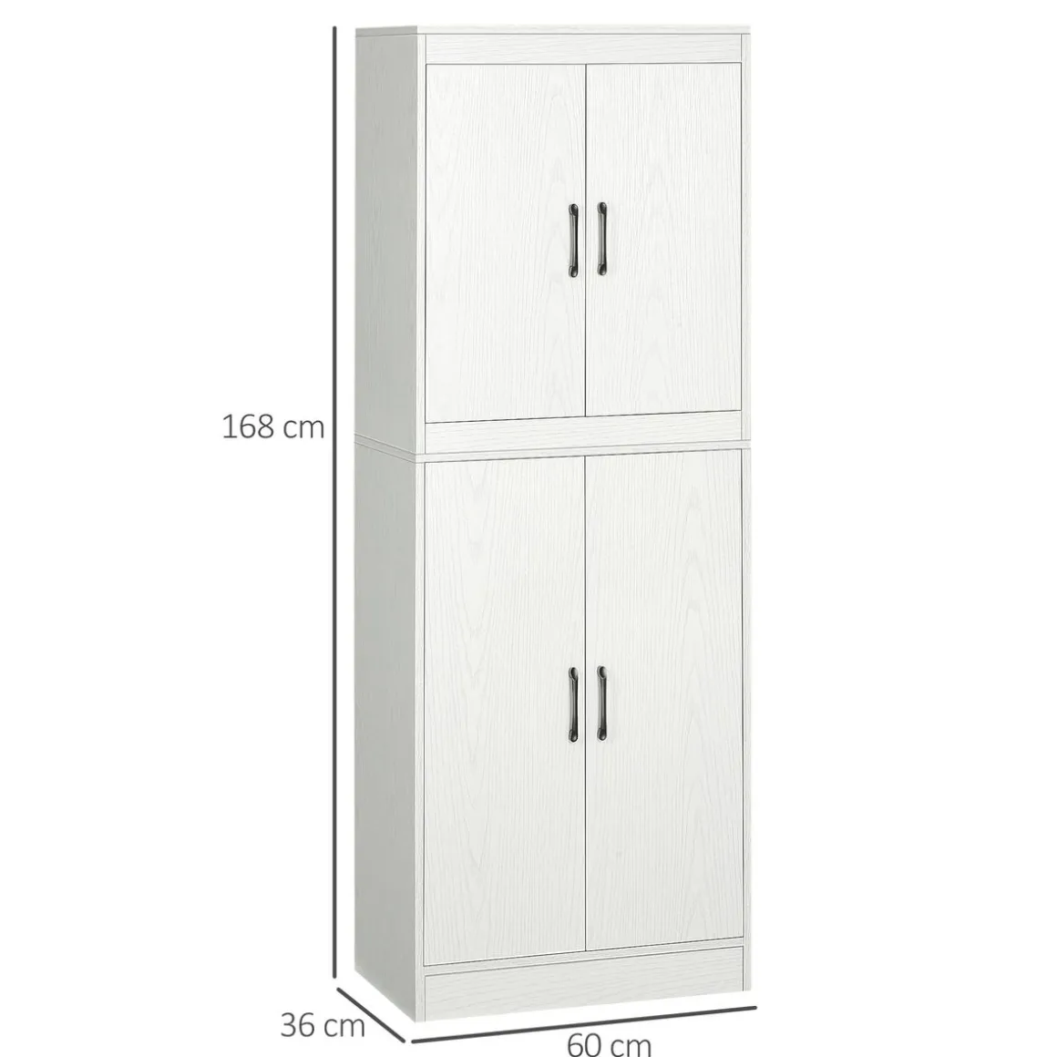 Aparador de cocina Tiko Homcom 4 puertas + 5 estantes blanco 168x60x36 cm