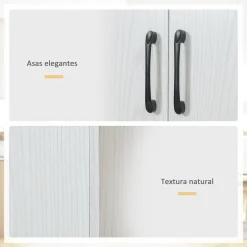 Aparador de cocina Tiko Homcom 4 puertas + 5 estantes blanco 168x60x36 cm