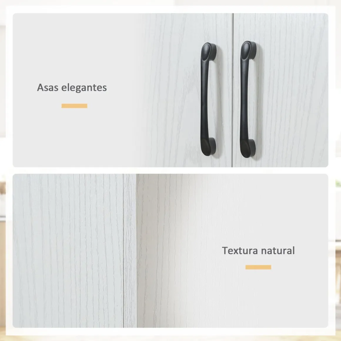 Aparador de cocina Tiko Homcom 4 puertas + 5 estantes blanco 168x60x36 cm