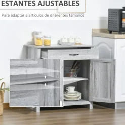 Aparador de cocina Tomas Homcom 1 cajón + 2 puertas gris 80x80x39,7 cm