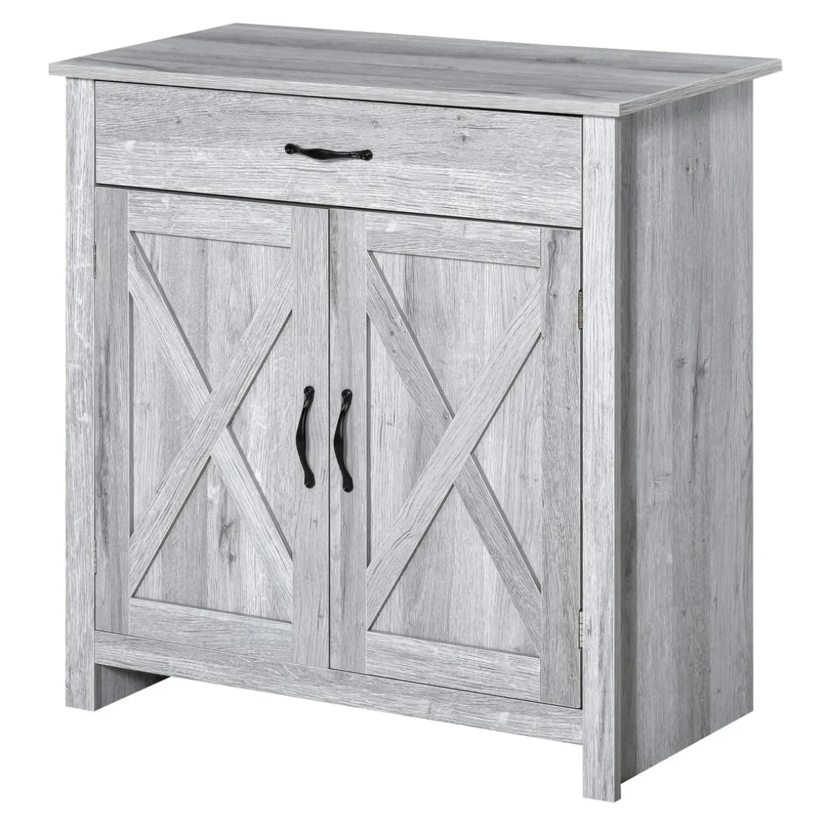 Aparador de cocina Tomas Homcom 1 cajón + 2 puertas gris 80x80x39,7 cm