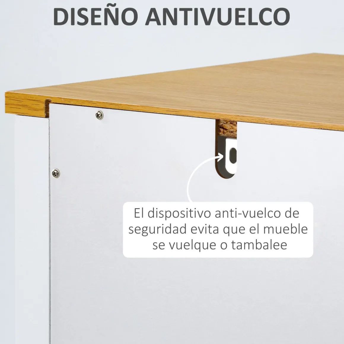 Aparador de cocina Vis Homcom 2 cajones + 2 puertas blanco/natural 90x120x40 cm