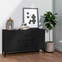Aparador de ingeniería 2 armarios 2 cajones negro 60x100x36 cm