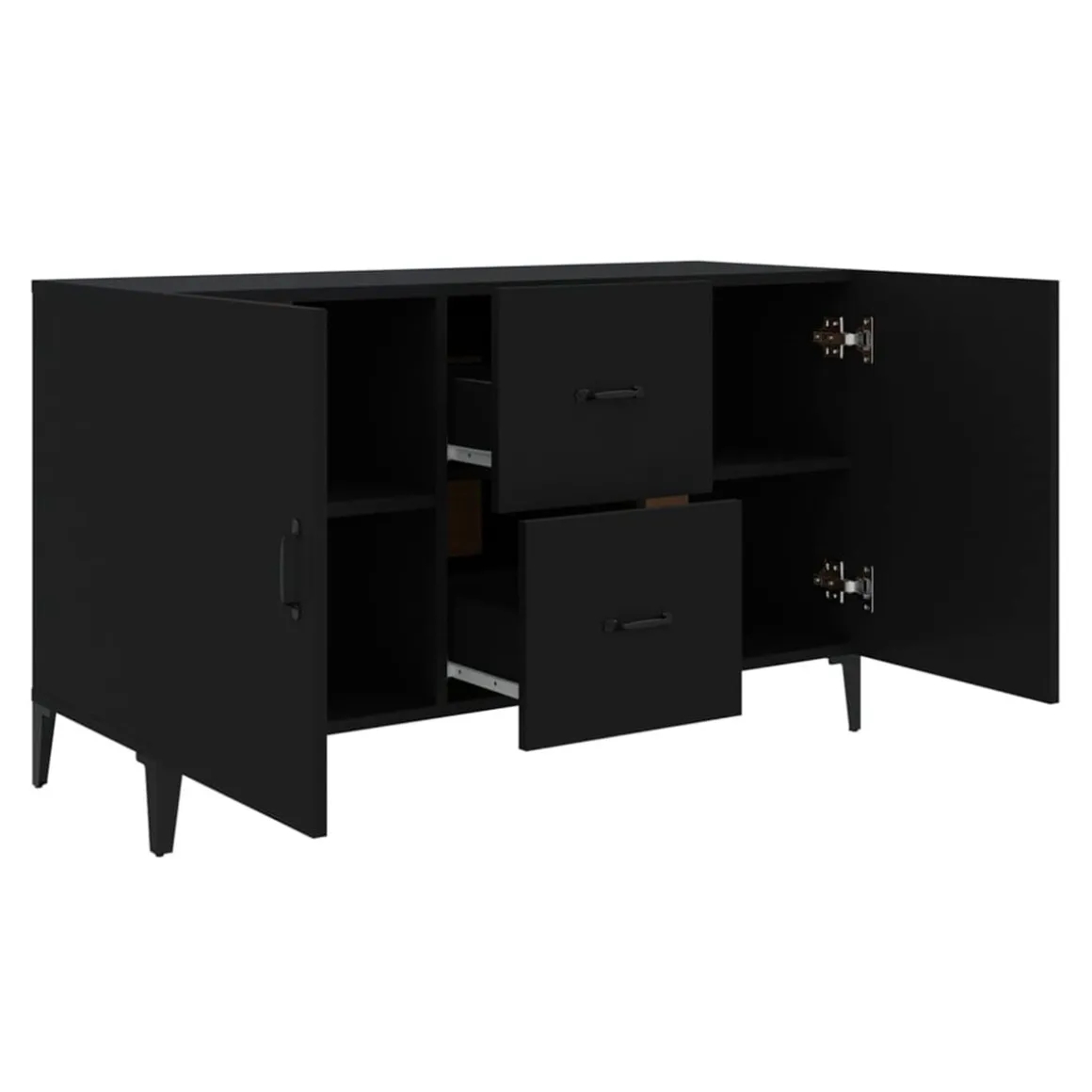 Aparador de ingeniería 2 armarios 2 cajones negro 60x100x36 cm