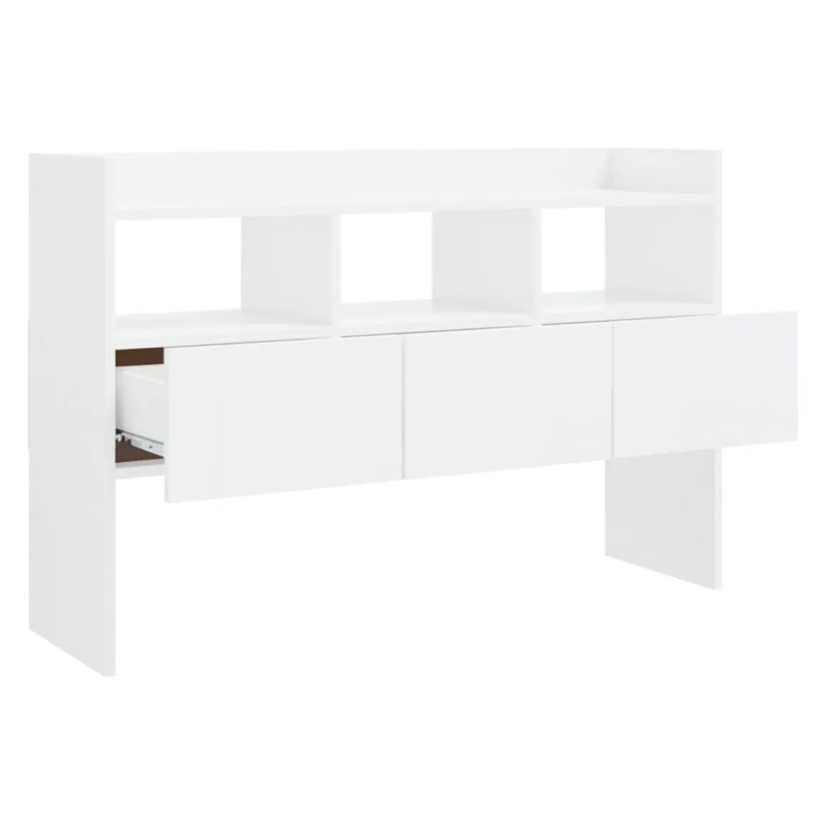 Aparador de madera 3 cajones 3 estantes blanco brillo 70x105x30 cm