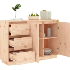 Aparador de madera 2 puertas 3 cajones natural 75x111x34 cm
