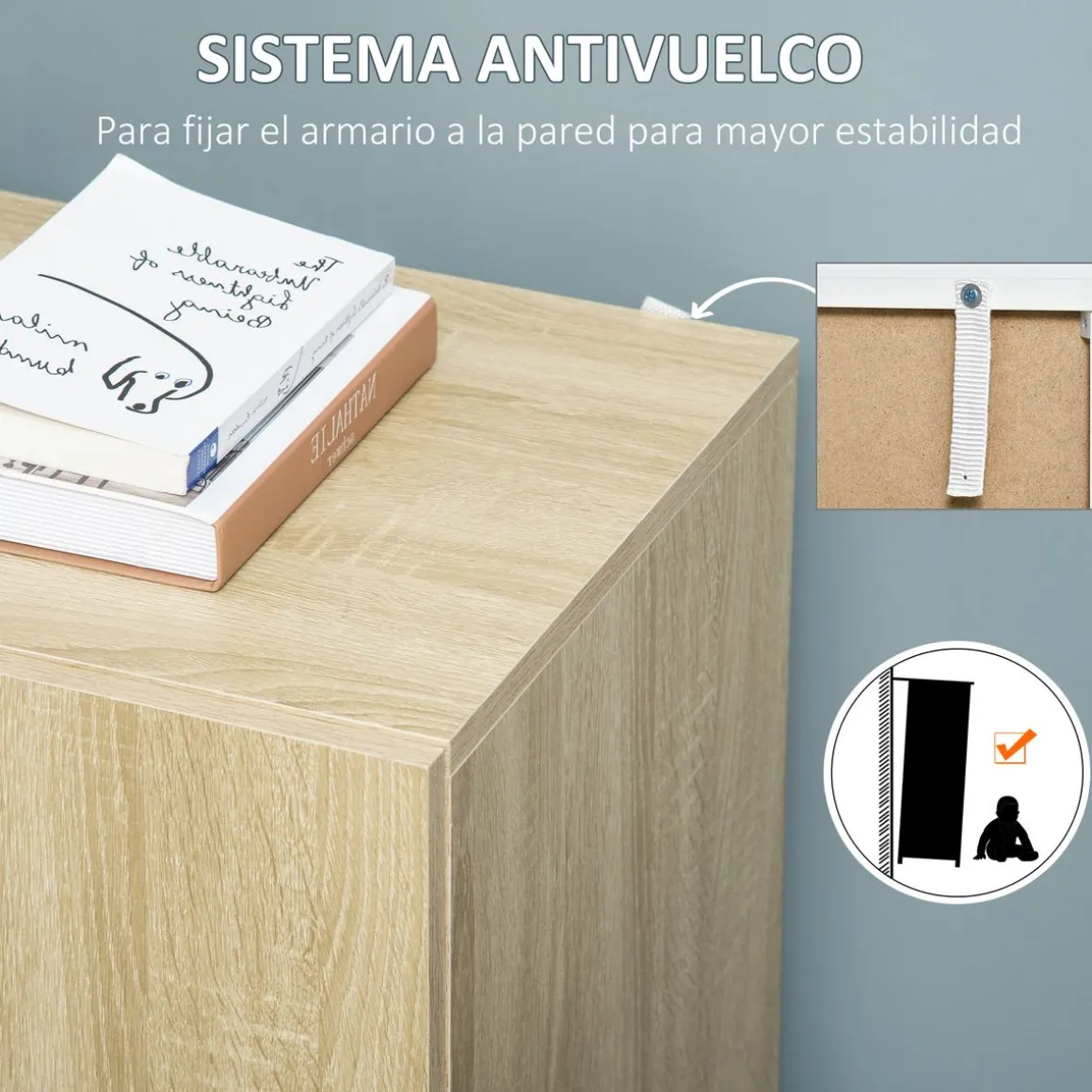 Aparador de salón Kui Homcom con 2 puertas blanco 70x70x39 cm