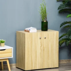 Aparador de salón Kui Homcom con 2 puertas blanco 70x70x39 cm