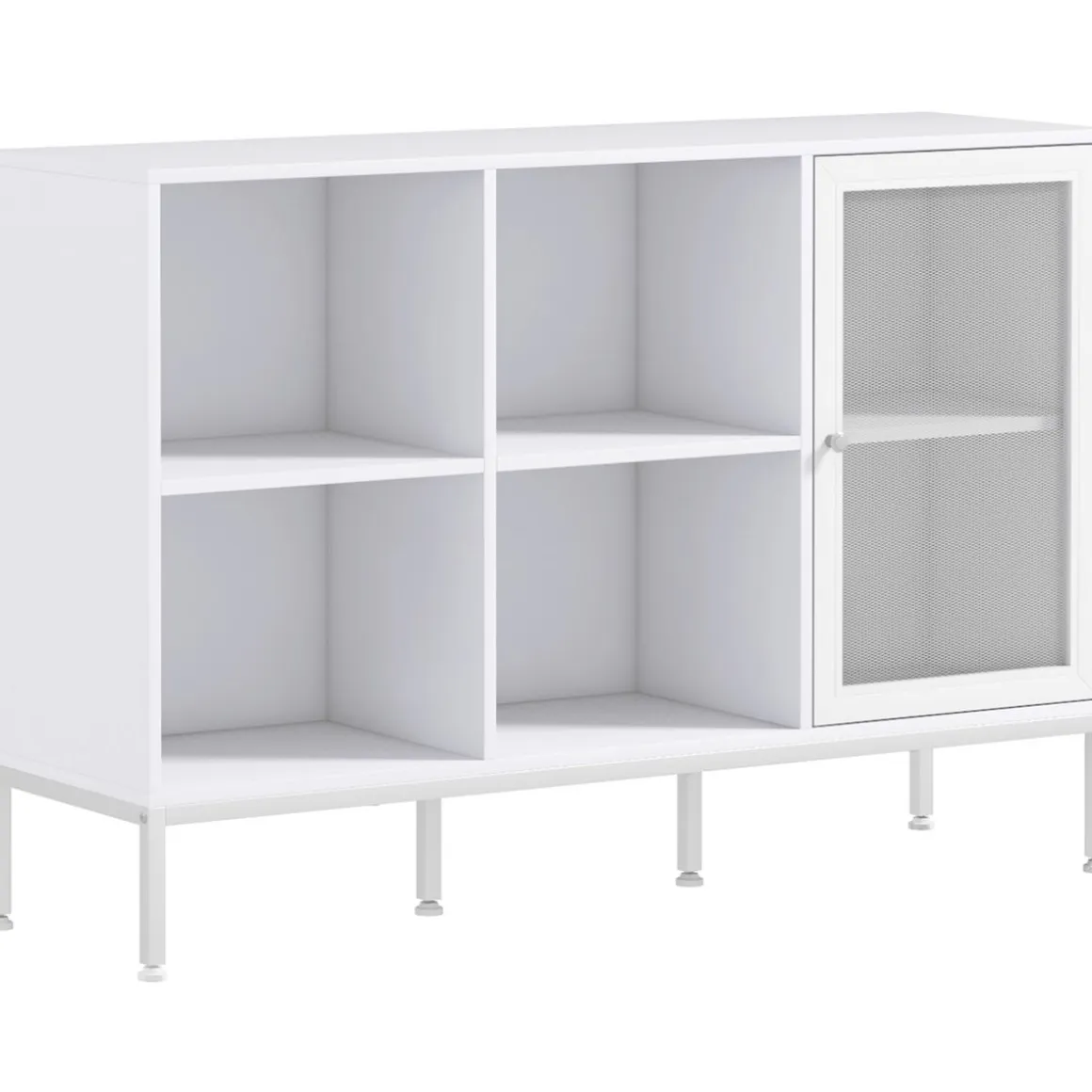 Aparador Desai Homcom 4 compartimentos + 1 puerta blanco 81,5x120x37 cm