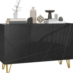 Aparador Desiré Homcom 3 puertas negro/dorado 75x120x40 cm