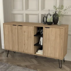 Aparador Dorel 3 puertas natural/negro 83x140x83 cm