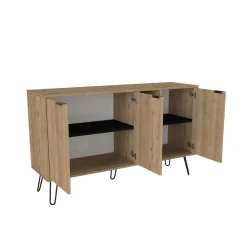 Aparador Dorel 3 puertas natural/negro 83x140x83 cm
