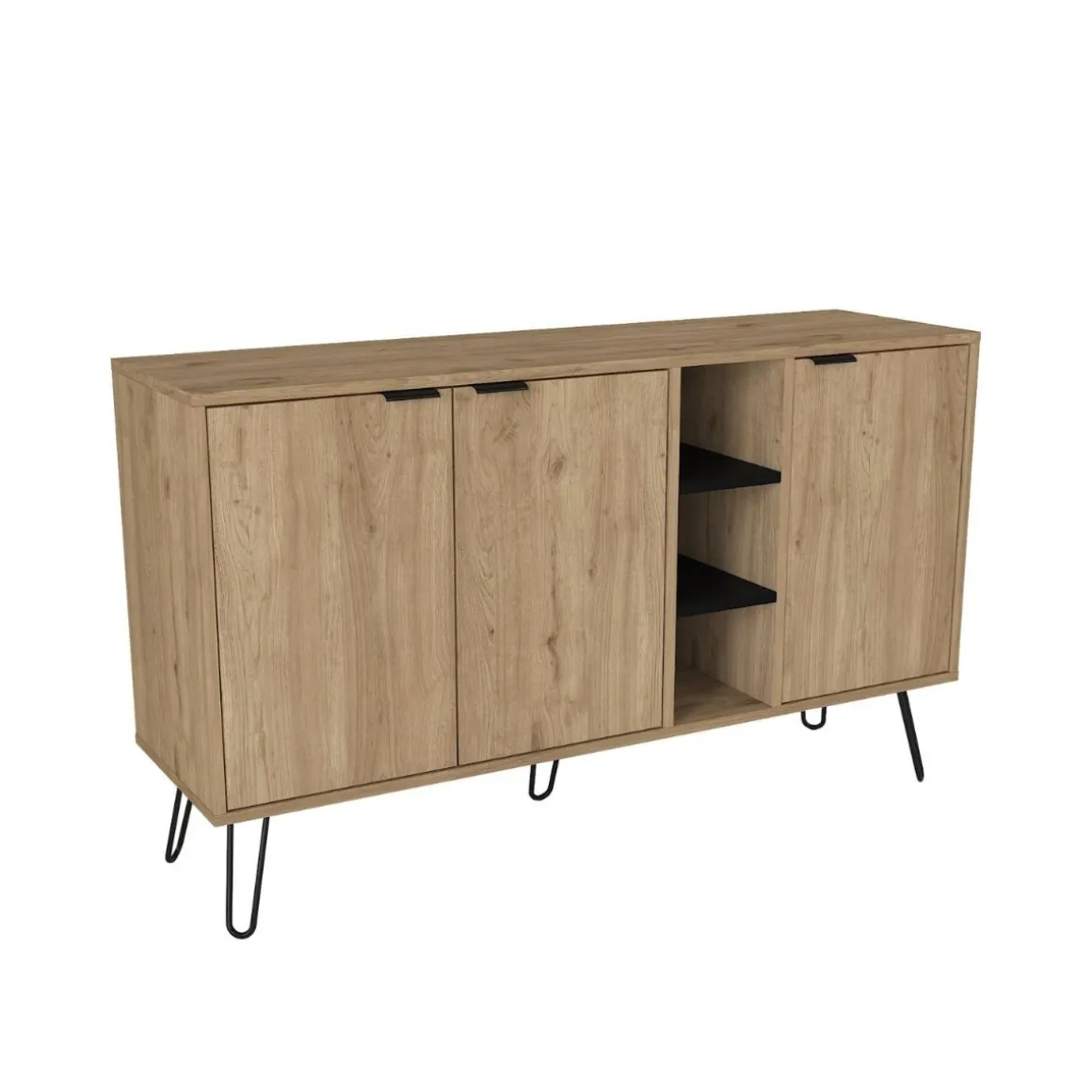 Aparador Dorel 3 puertas natural/negro 83x140x83 cm