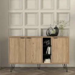 Aparador Dorel 3 puertas natural/negro 83x140x83 cm