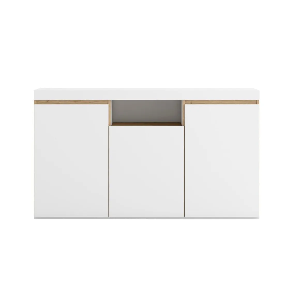 Aparador Elis 3 puertas + compartimento blanco mate/natural 80,5x140,1x39,6 cm