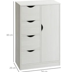 Aparador Elton Homcom 4 cajones + armario blanco 83x54x29 cm