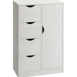 Aparador Elton Homcom 4 cajones + armario blanco 83x54x29 cm