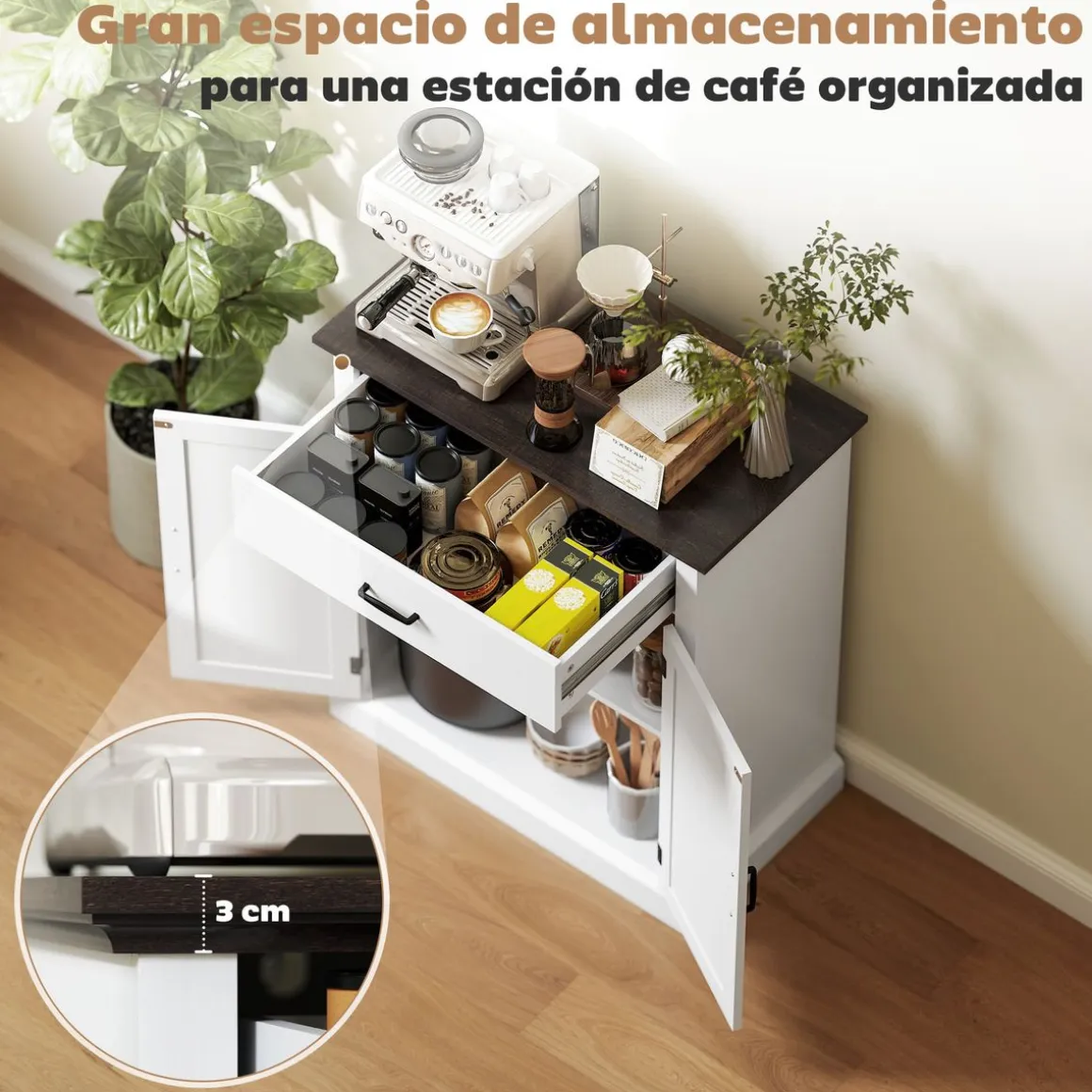 Aparador Emory Homcom 1 cajón + 2 puertas blanco