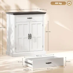 Aparador Emory Homcom 1 cajón + 2 puertas blanco