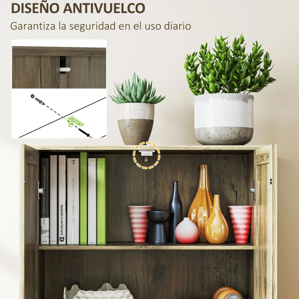 Aparador Estrella Homcom 2 puertas marrón 182x78x31,5 cm