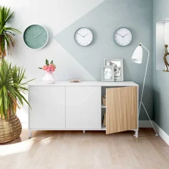 Aparador Ethna 3 puertas blanco/natural 74x154x40 cm