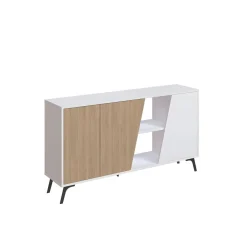 Aparador Fiona 2 puertas + 5 compartimentos roble/blanco 82x150x35,6 cm