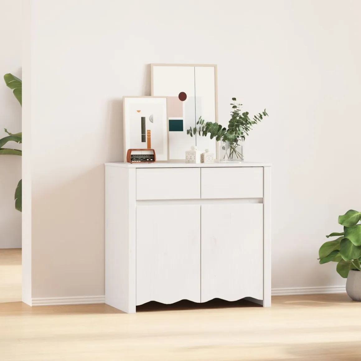 Aparador Forest doble puerta + 2 cajones blanco 75,5x79x43 cm
