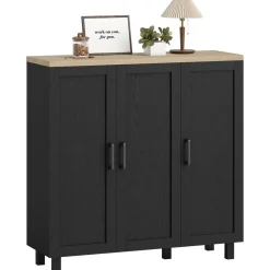 Aparador Galatea Homcom 3 puertas + estantes ajustables 90x90x30 cm