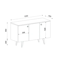 Aparador Geo 3 puertas blanco/natural 75x120x45 cm