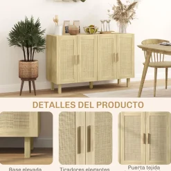 Aparador Haru Homcom 4 puertas natural 76x120x39,5 cm