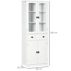 Aparador Hojar Homcom 2 armarios + cajón blanco 160x60x30 cm