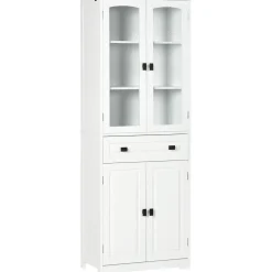 Aparador Hojar Homcom 2 armarios + cajón blanco 160x60x30 cm