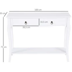 Aparador Homcom 2 cajones+estante inferior blanco 75x100x33 cm
