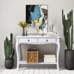 Aparador Homcom 2 cajones+estante inferior blanco 75x100x33 cm