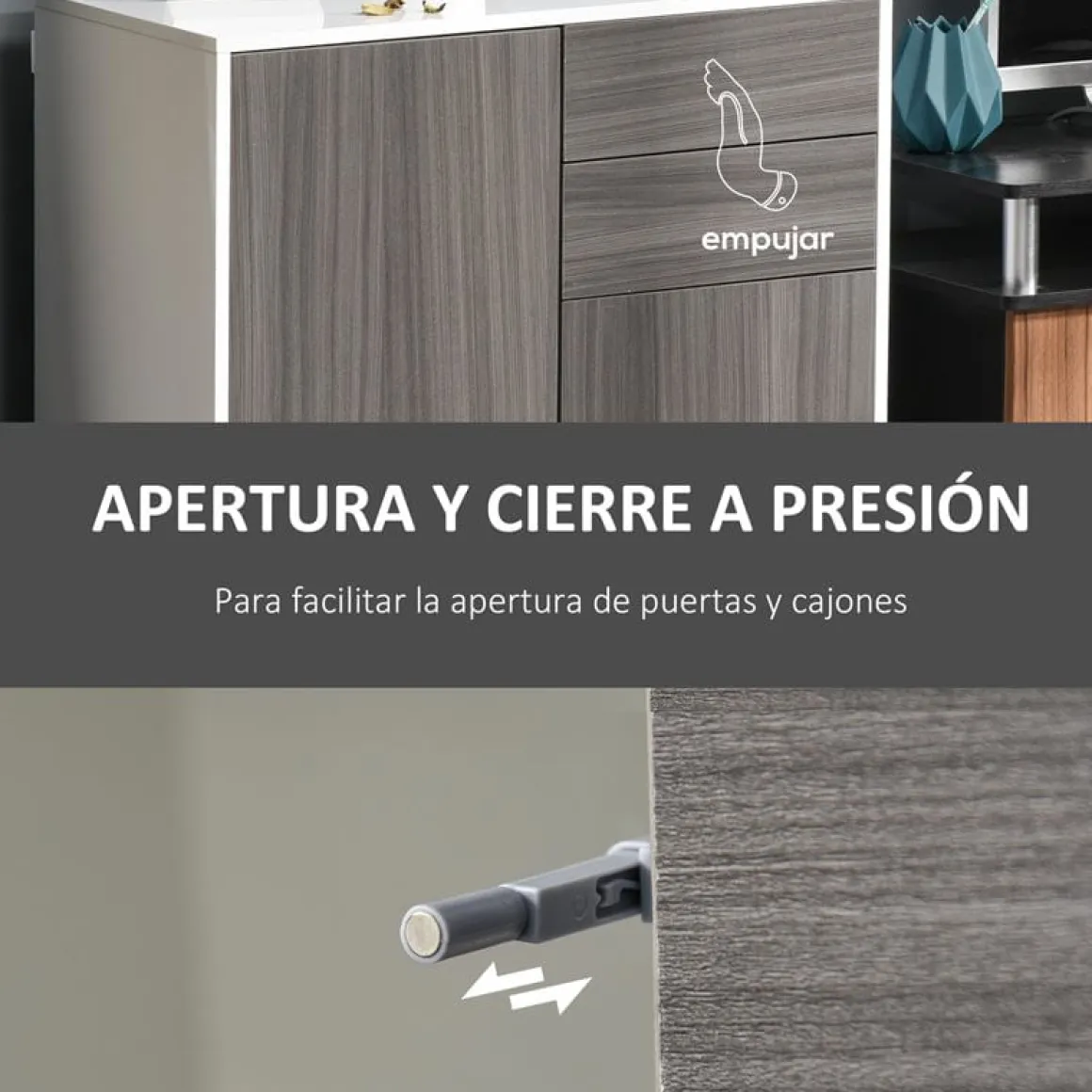 Aparador Homcom 2 puertas + 2 cajones gris/blanco 74x79x36 cm