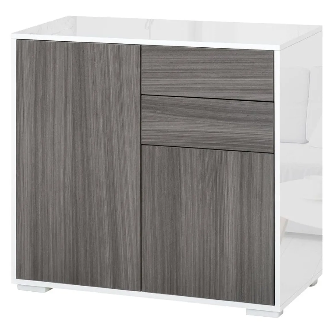 Aparador Homcom 2 puertas + 2 cajones gris/blanco 74x79x36 cm