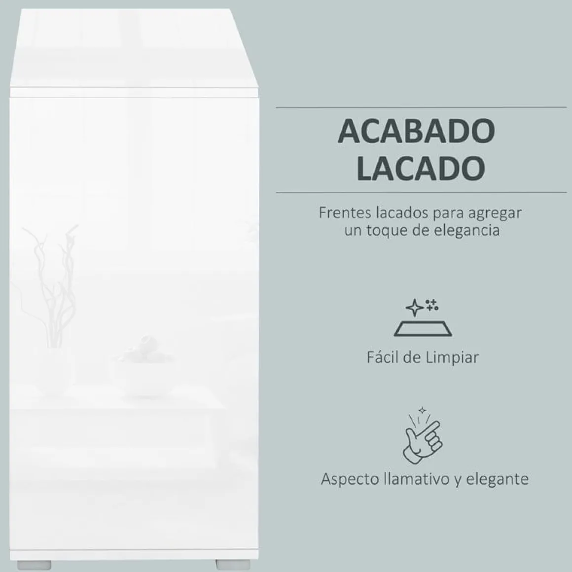 Aparador Homcom 2 puertas + 2 cajones gris/blanco 74x79x36 cm