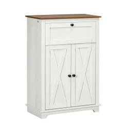 Aparador Homcom puertas dobles + cajón + estante ajustable blanco 87,4x60x30 cm