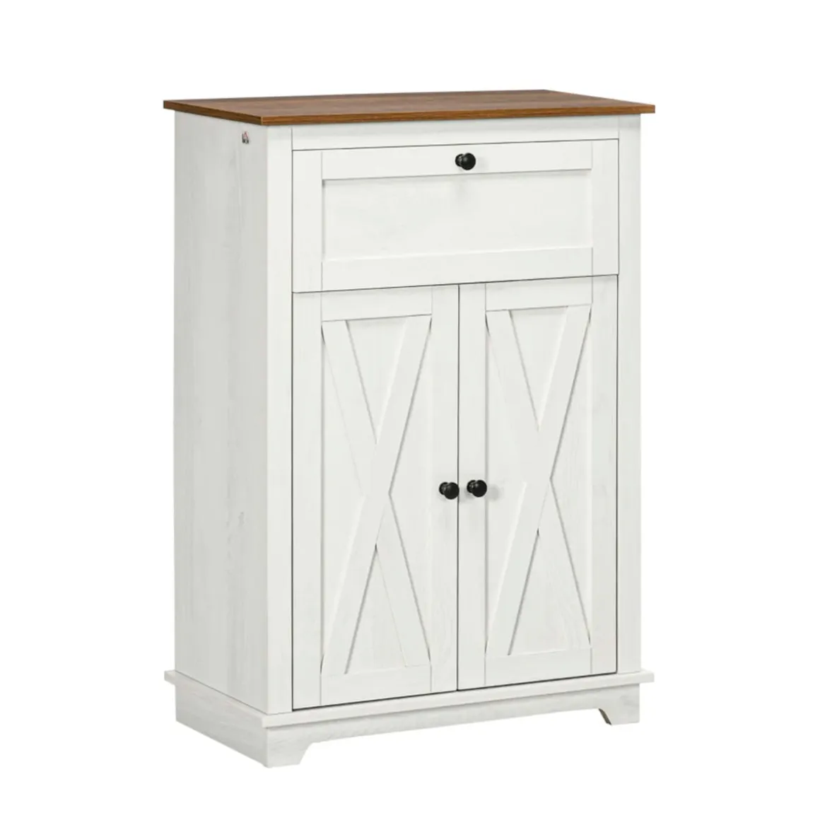 Aparador Homcom puertas dobles + cajón + estante ajustable blanco 87,4x60x30 cm
