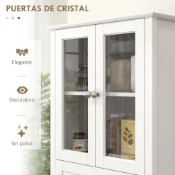 Aparador Kamesi Homcom 2 armarios + 1 cajón blanco 168,5x61x35 cm
