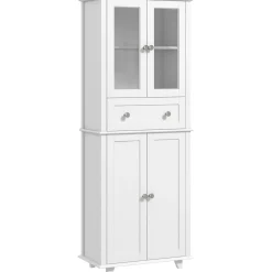 Aparador Kamesi Homcom 2 armarios + 1 cajón blanco 168,5x61x35 cm