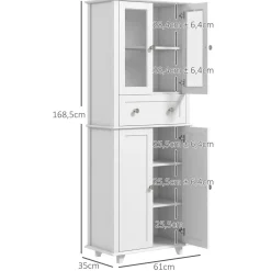 Aparador Kamesi Homcom 2 armarios + 1 cajón blanco 168,5x61x35 cm