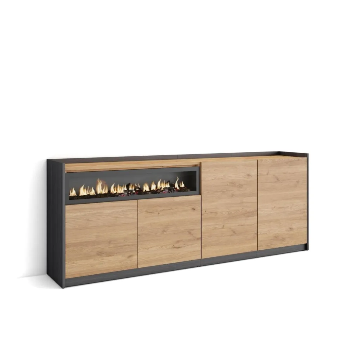 Aparador Kroma 4 puertas con chimenea izquierda 79,2x209x35 cm
