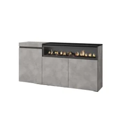 Aparador Kroma 3 puertas con chimenea derecha gris 75x152,5x34,6 cm