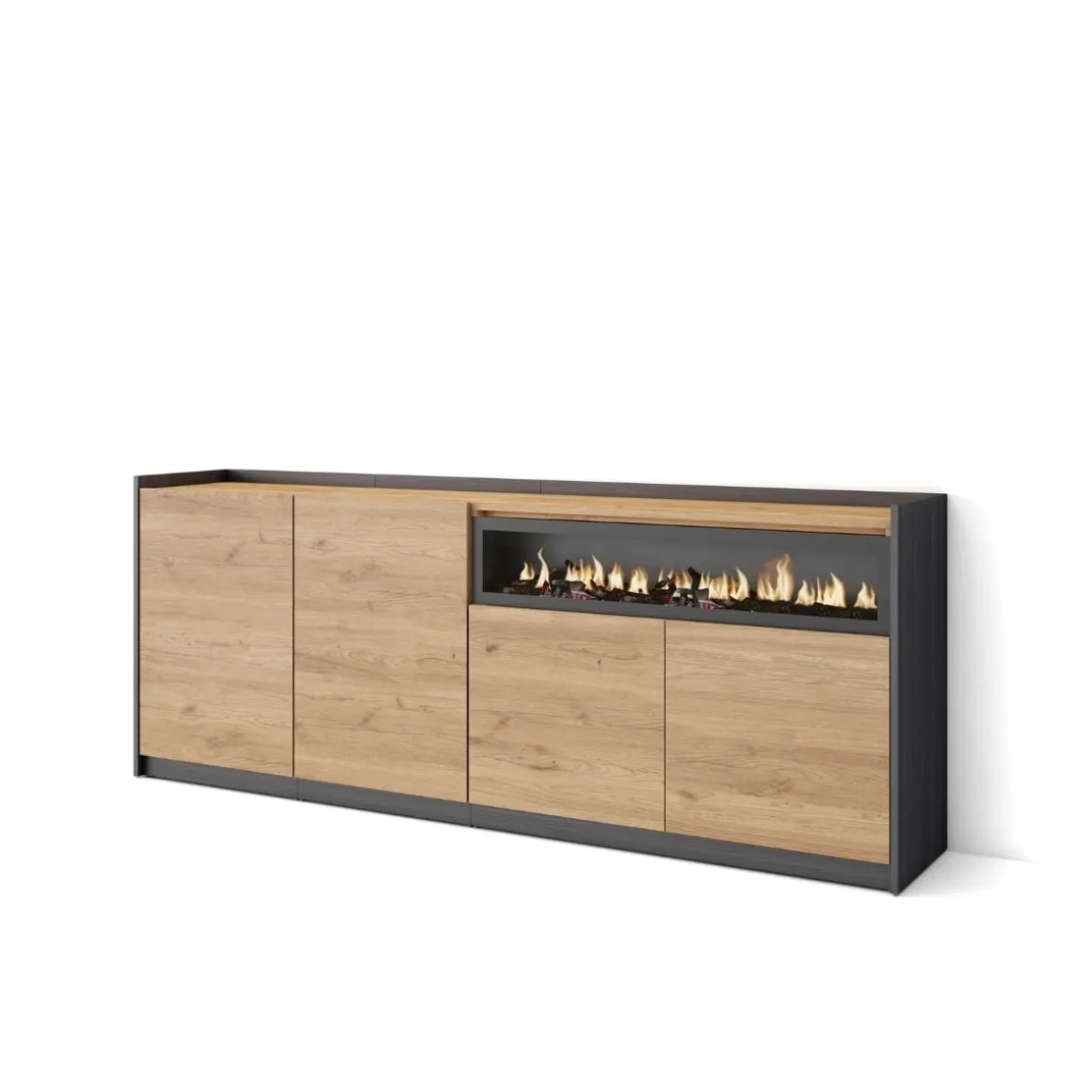 Aparador Kroma 4 puertas con chimenea derecha 79,2x209x35 cm